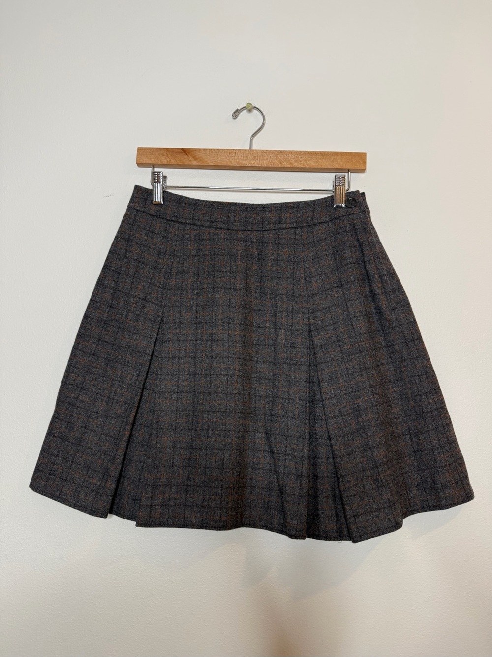 Deadstock Vintage J. Crew Wool Pleated Plaid Mini Skirt Fall Wardrobe Staple 6